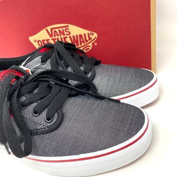VANS Atwood Textile Black Grey Red Low Top Canvas Men’s Sneakers VN000KC46EZ - Picture 7 of 13
